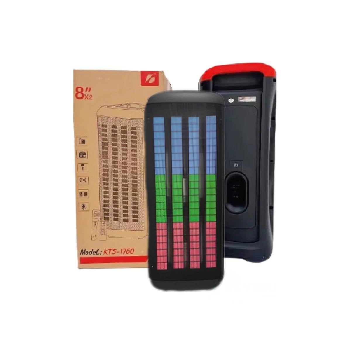 PACK2 ALTAVOZ CON CONTROL REMOTO NEGRO DE PLASTICO CON MICROFONO 8 PULGADAS Y+REGALO STICKER - 2