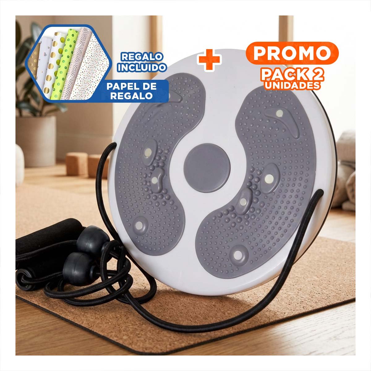 PACK2 TABLA PLOMA GIRATORIA CON LIGAS FIT PARA ABDOMEN Y+PAPEL REGALO - 1