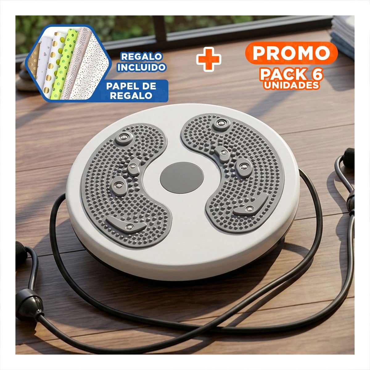 PACK6 TWISTER PARA CASA DE ABDOMEN CON LIGAS FIT PLOMO Y+PAPEL REGALO - 1