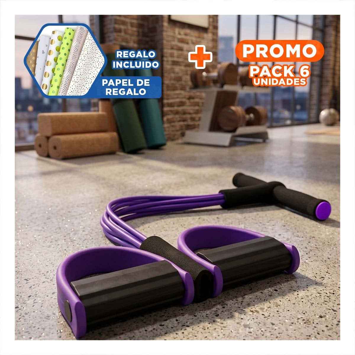 PACK6 TIRA PARA CASA CON PEDAL MORADO Y NEGRO Y+PAPEL REGALO - 1