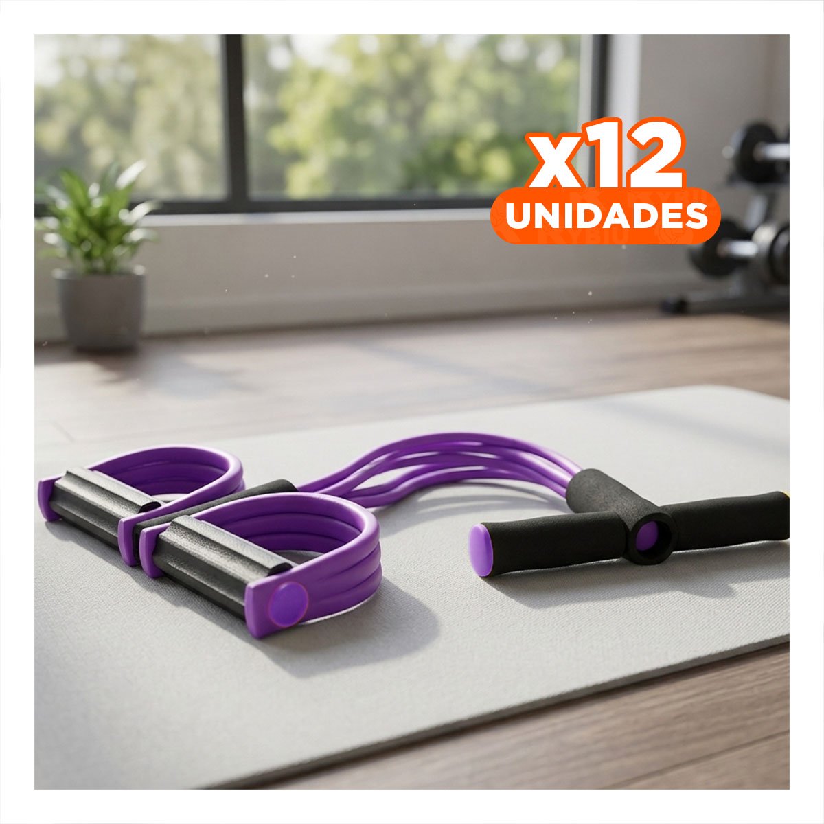 PACK12 BANDA ELASTICA CON PEDAL MORADO Y NEGRO RESISTENTE - 1