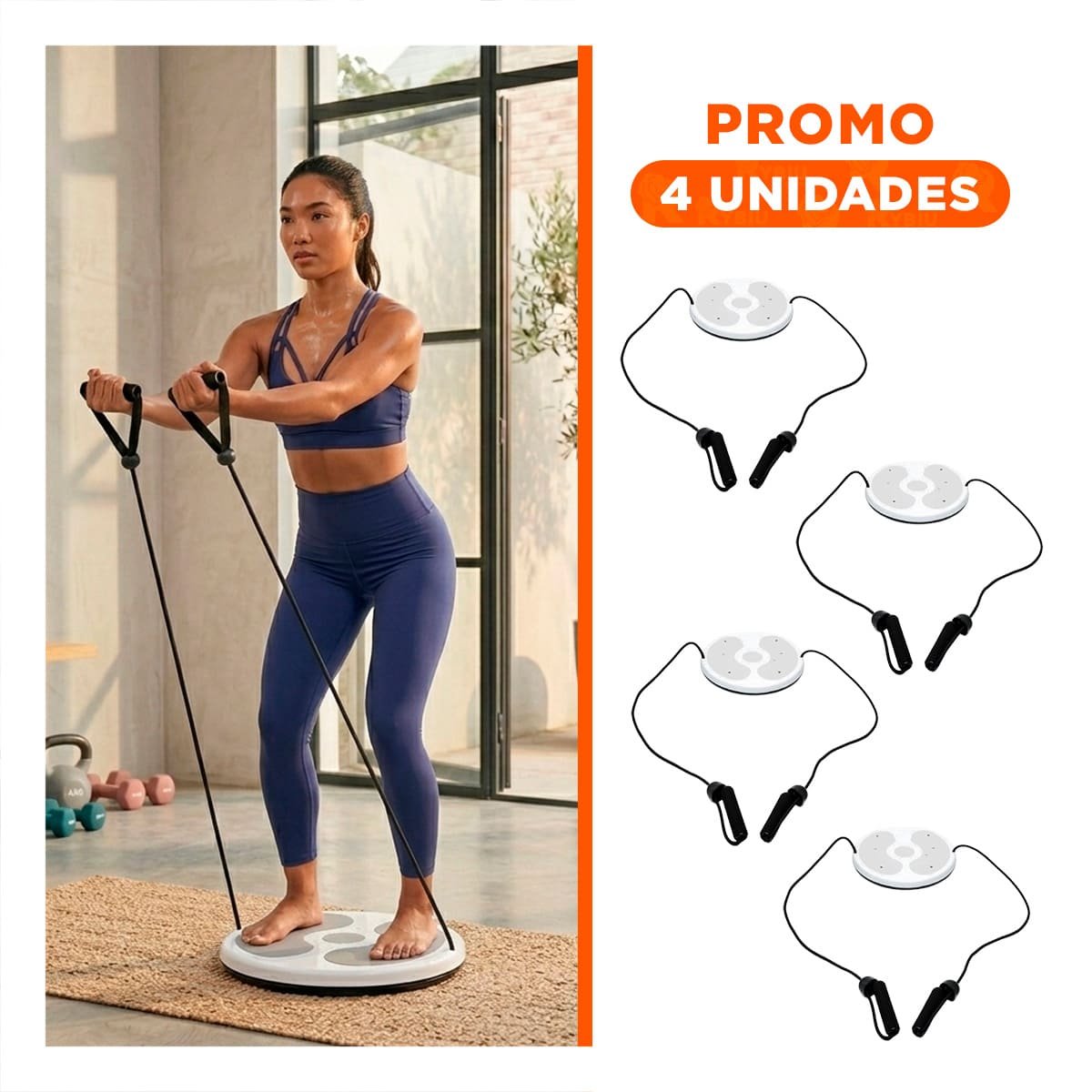 PACK4 BASE PARA CASA DE ABDOMEN CON LIGAS FIT BLANCO Y+REGALO STICKER - 1