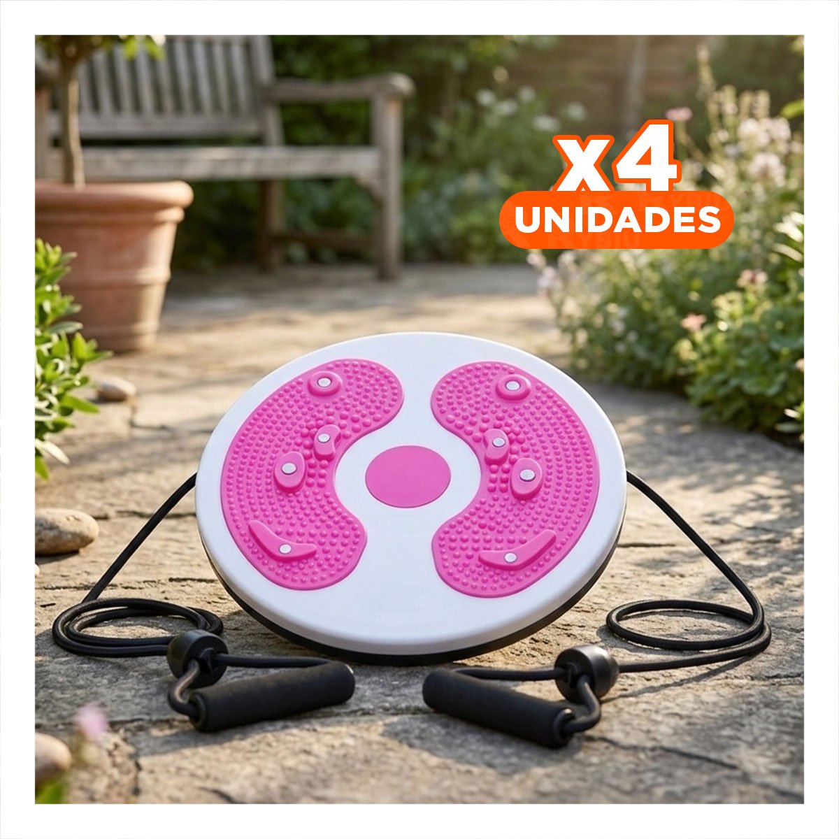 PACK4 DISCO PARA CASA DE ABDOMEN CON LIGAS FIT ROSADO - 1