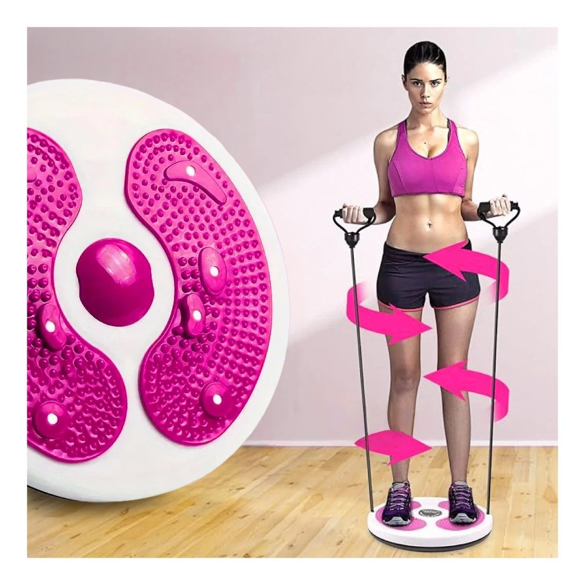 PACK4 DISCO PARA CASA DE ABDOMEN CON LIGAS FIT ROSADO - 5