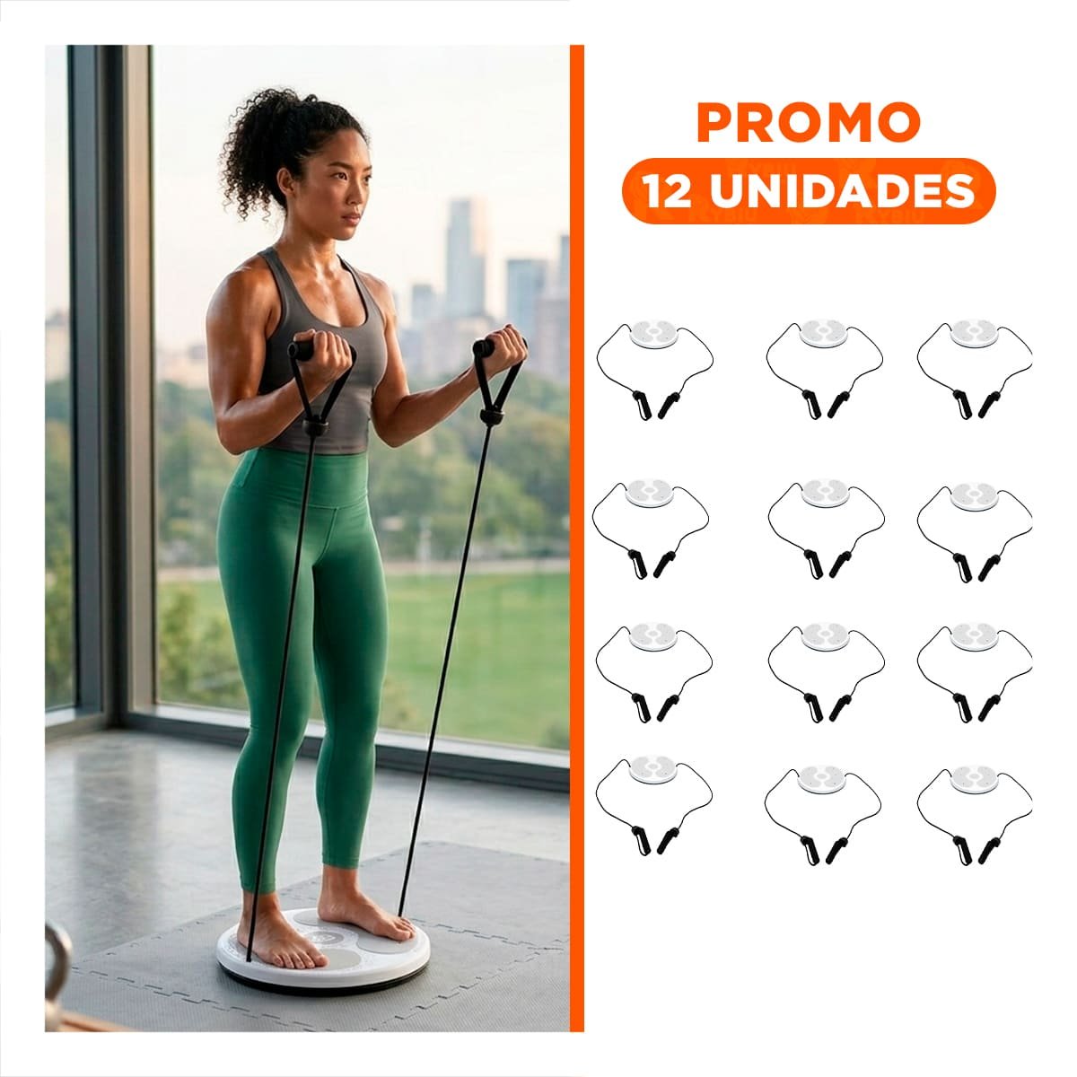 PACK12 TABLA FUNCIONAL DE ABDOMEN CON LIGAS FIT BLANCO Y+REGALO STICKER - 1