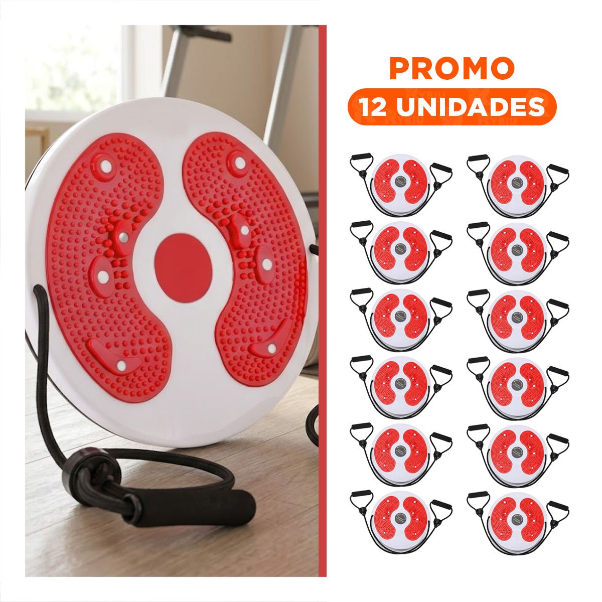 PACK12 TABLA FUNCIONAL DE ABDOMEN CON LIGAS FIT ROJO Y+REGALO STICKER - 1