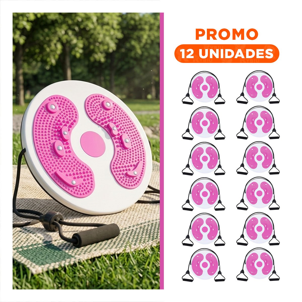 PACK12 TABLA FUNCIONAL DE ABDOMEN CON LIGAS FIT ROSADO Y+REGALO STICKER - 1