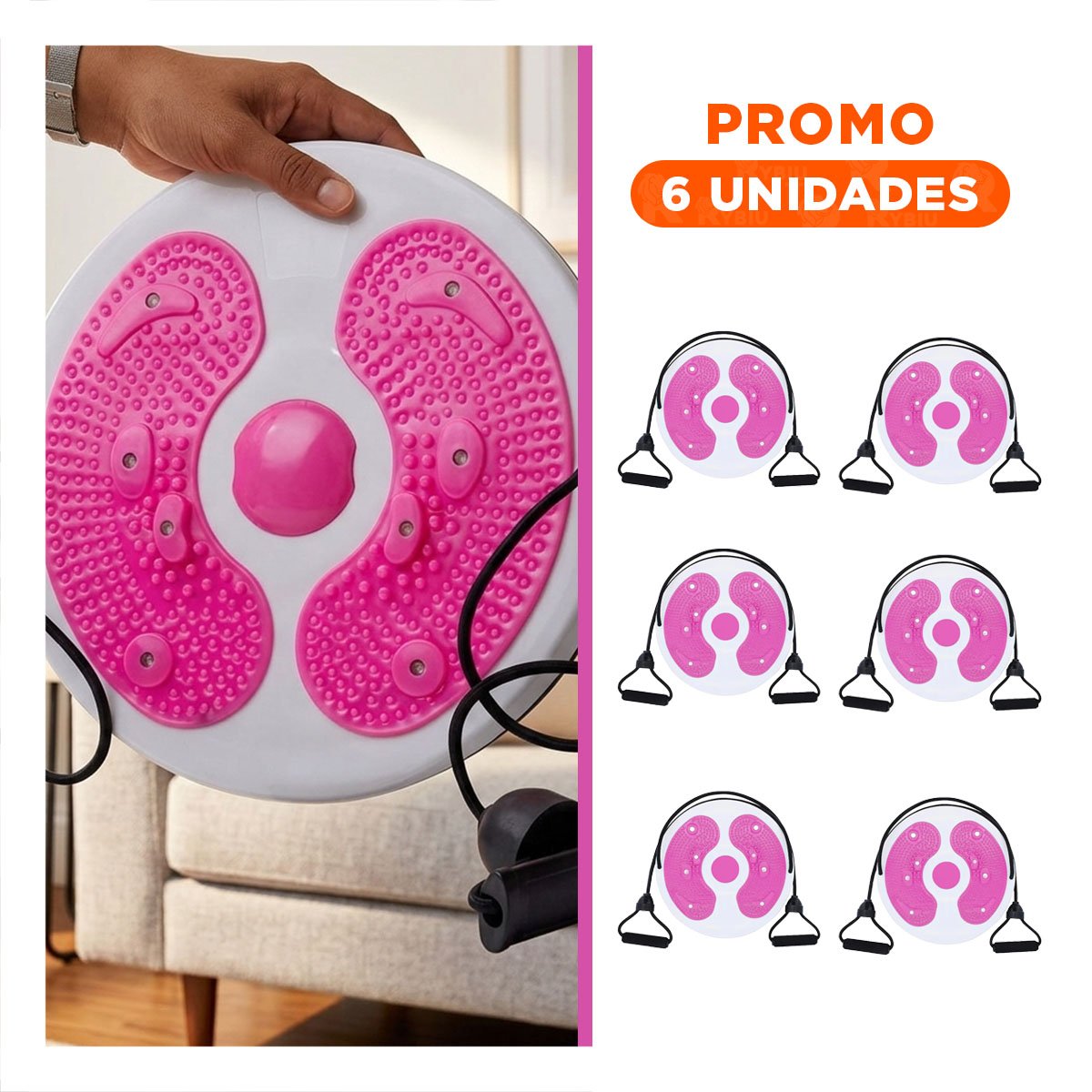 PACK6 TABLA PARA CASA DE ABDOMEN CON LIGAS FIT ROSADO - 1