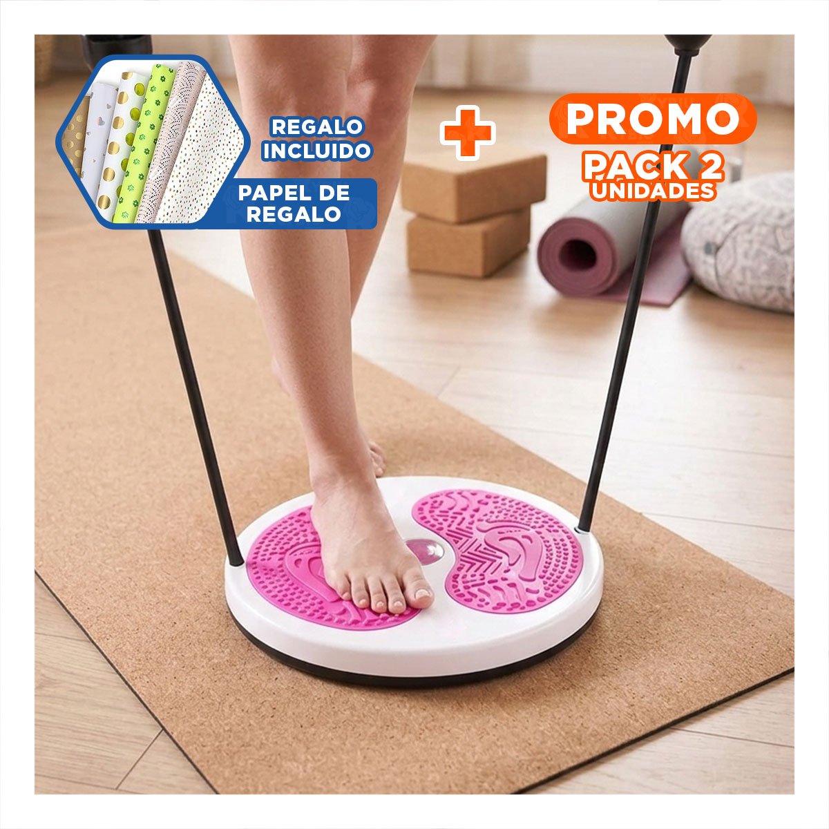 PACK2 TABLA ROSADA GIRATORIA CON LIGAS FIT PARA ABDOMEN Y+PAPEL REGALO - 1