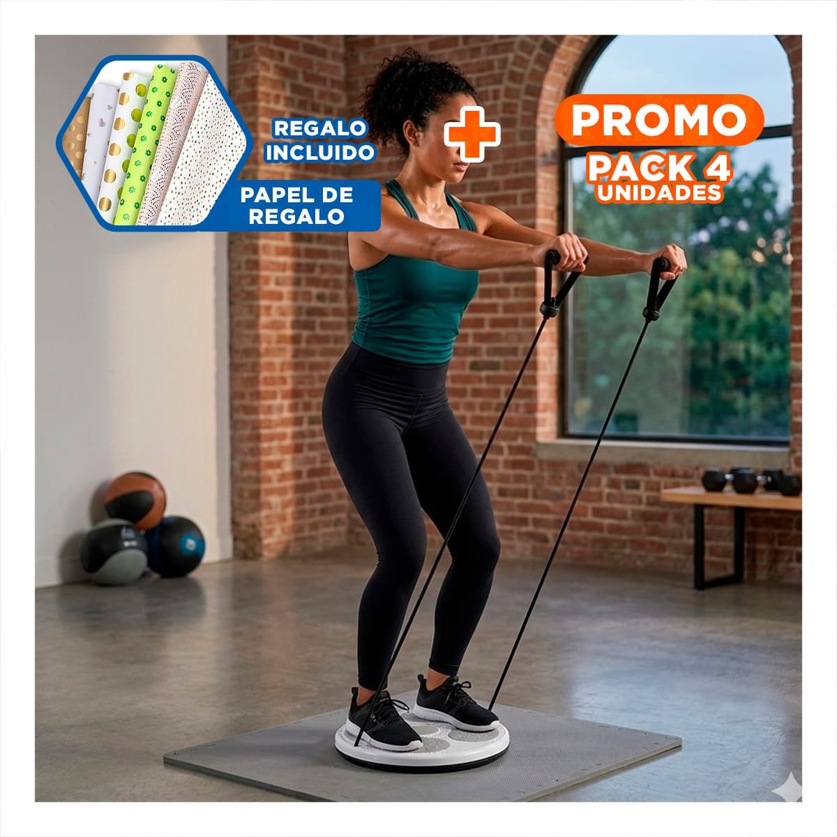 PACK4 PLATAFORMA PARA CASA DE ABDOMEN CON LIGAS FIT BLANCO Y+PAPEL REGALO - 1