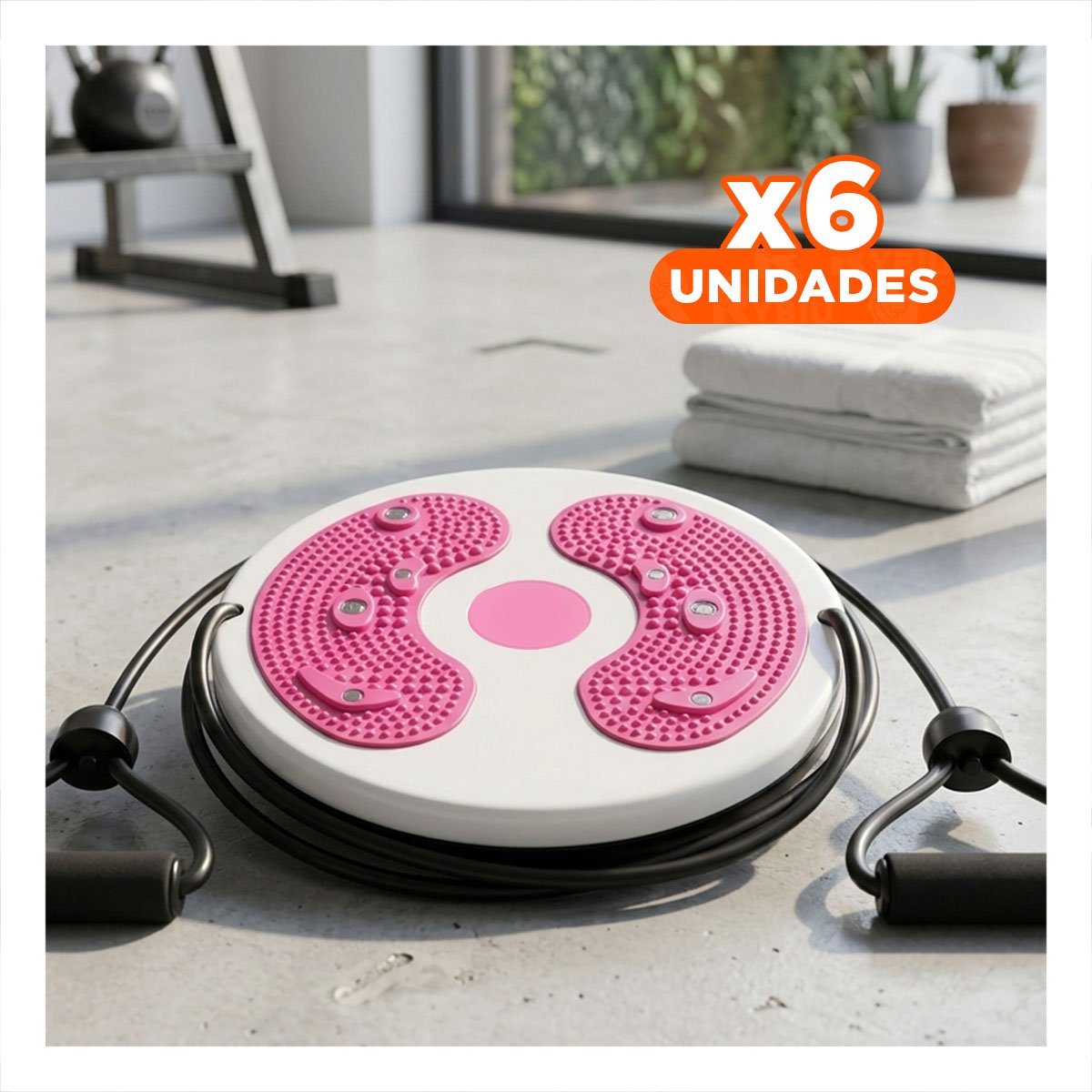 PACK6 DISCO FUNCIONAL DE ABDOMEN CON LIGAS FIT ROSADO Y+REGALO STICKER - 1