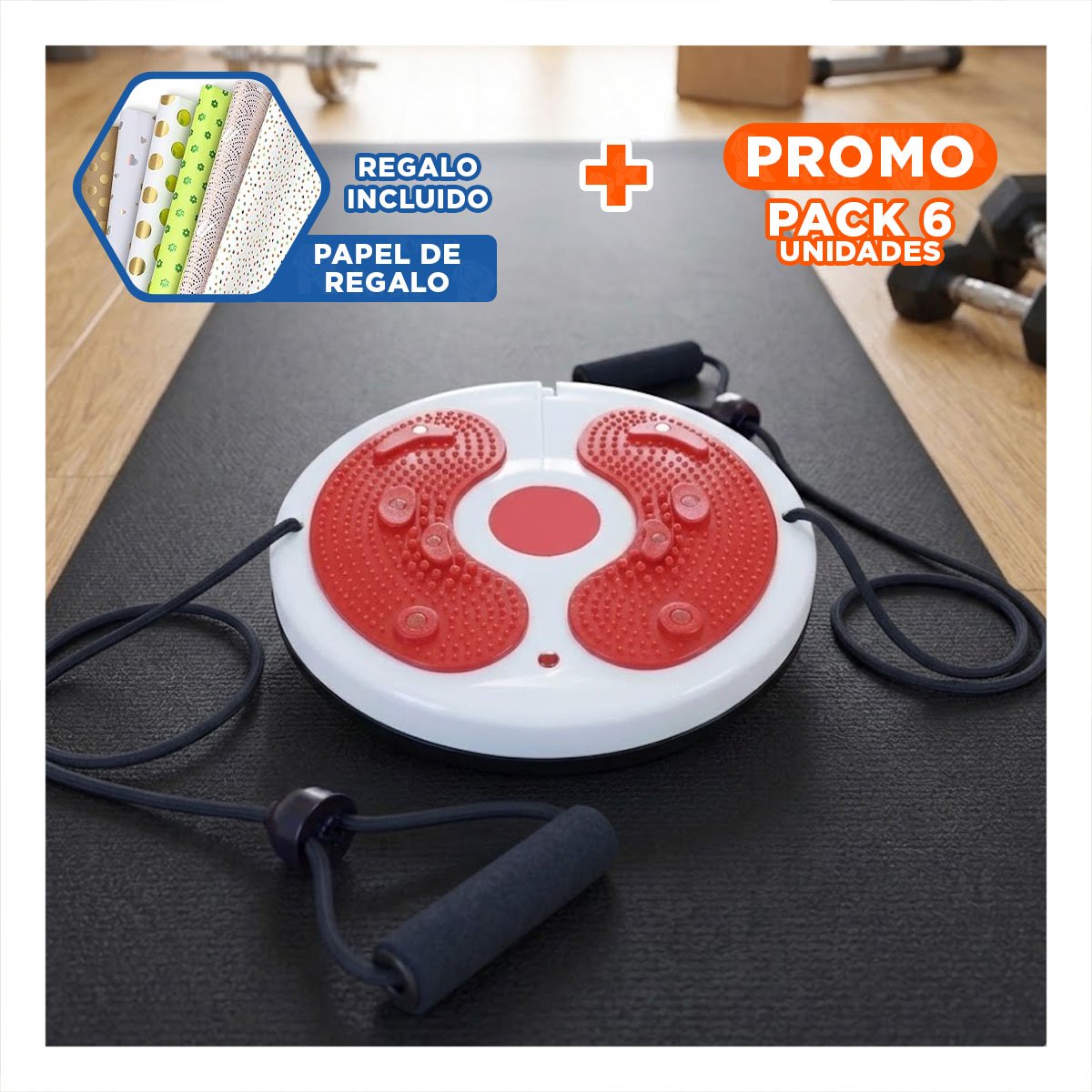 PACK6 TWISTER PARA CASA DE ABDOMEN CON LIGAS FIT ROJO Y+PAPEL REGALO - 1