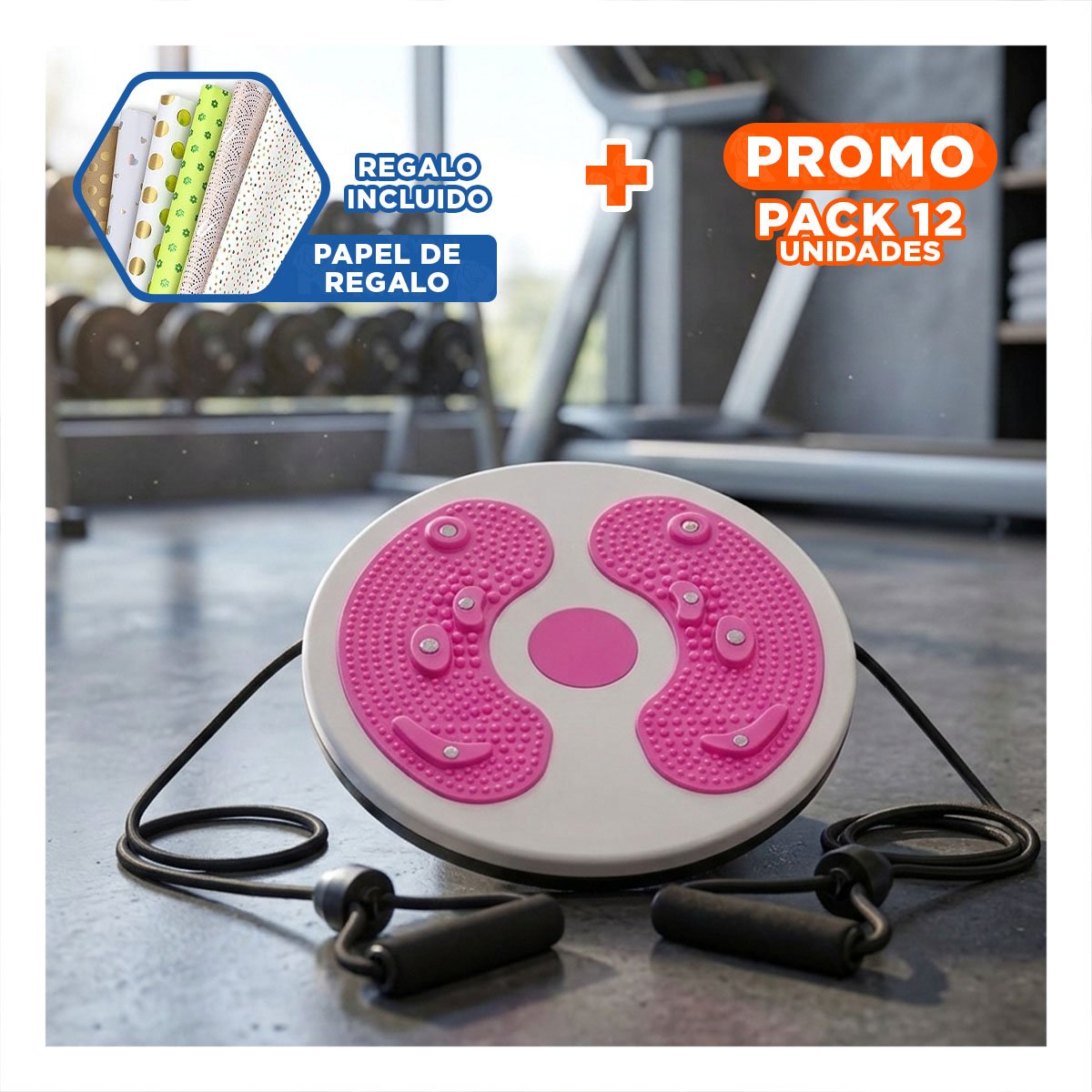 PACK12 BASE FUNCIONAL DE ABDOMEN CON LIGAS FIT ROSADO Y+PAPEL REGALO - 1