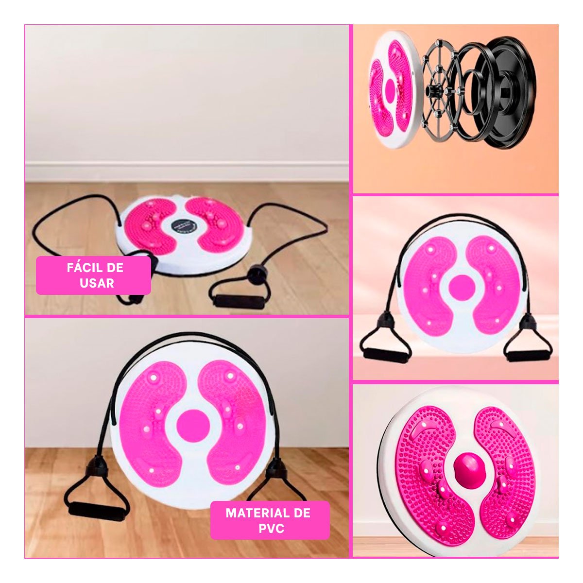 PACK4 BASE PARA CASA DE ABDOMEN CON LIGAS FIT ROSADO Y+REGALO STICKER - 2