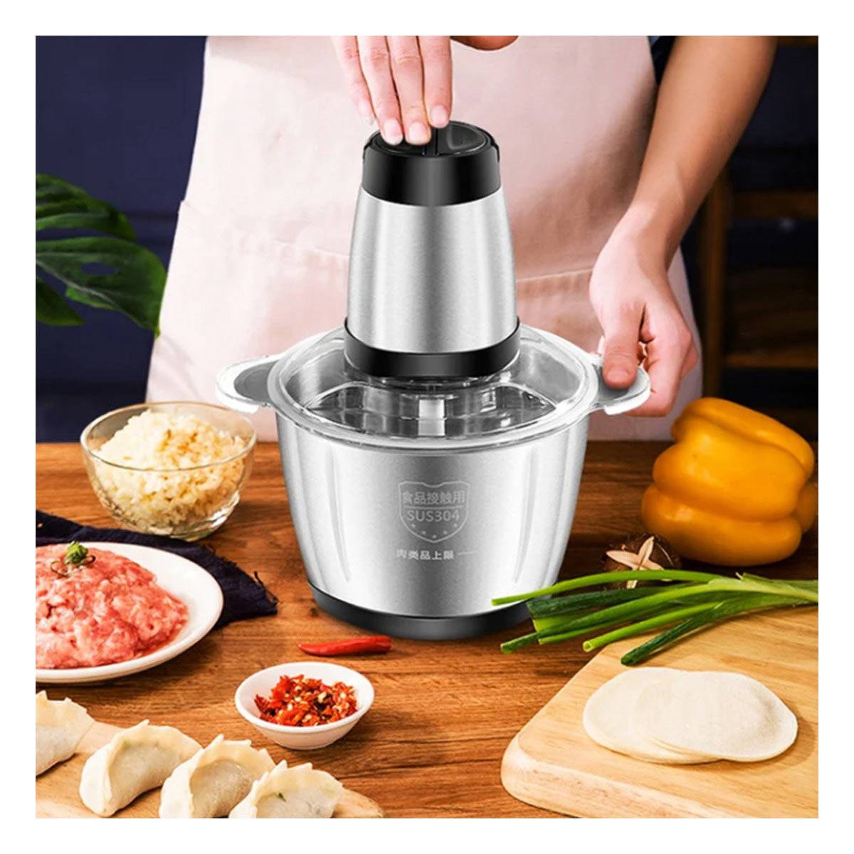 PACK4 PICADOR PROFESIONAL DE ALIMENTOS 3L PLATEADO PARA PREPARAR RECETAS - 3