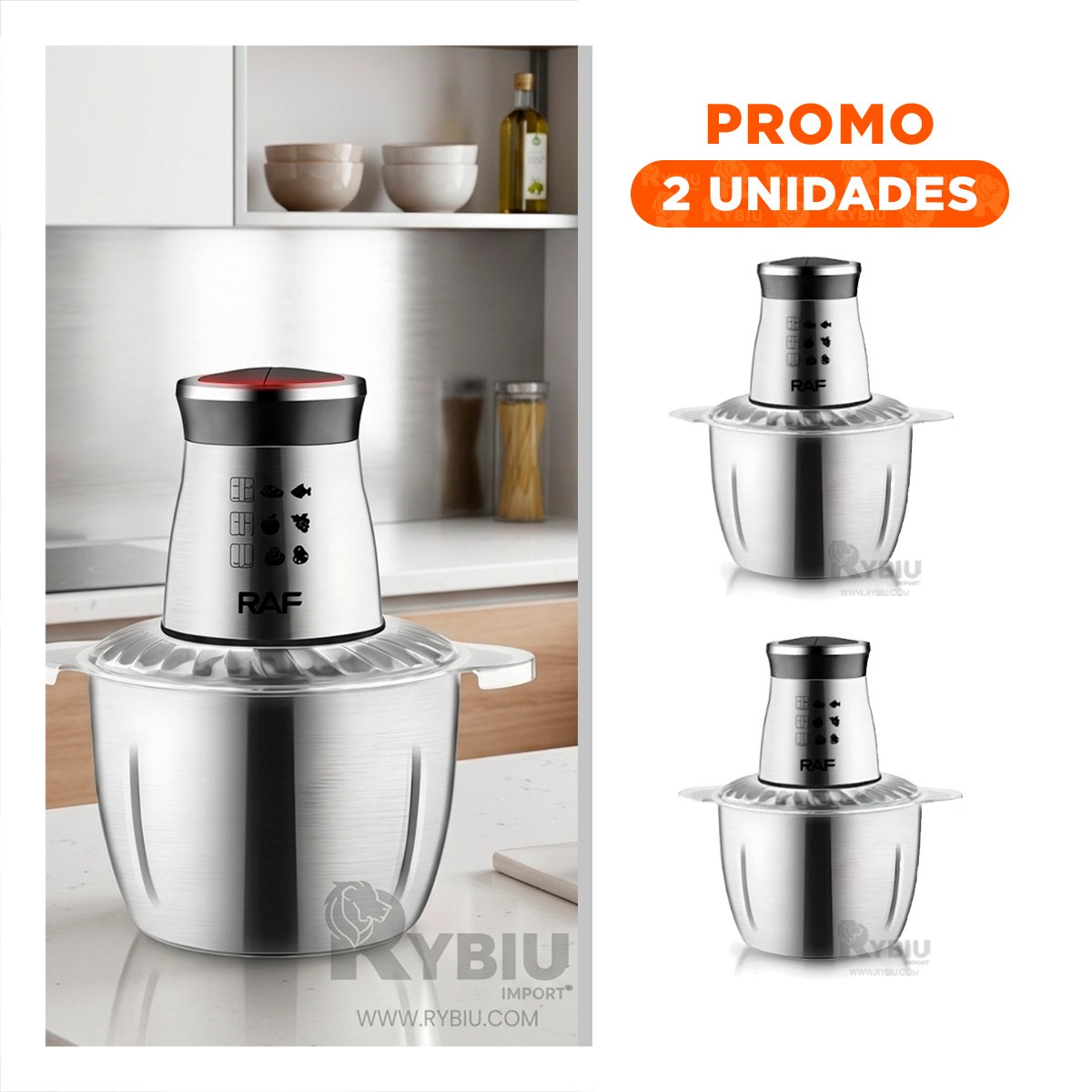 PACK2 CORTADOR MULTIFUNCIONAL DE ALIMENTOS 3L PLATEADO PRACTICO PARA COCINA - 1