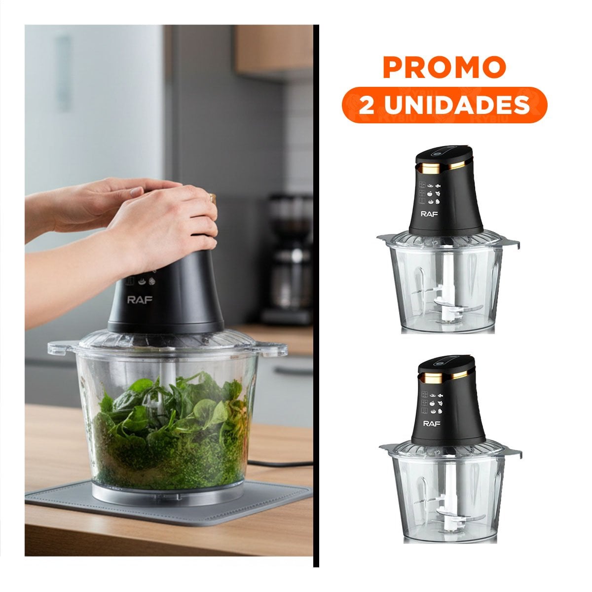 PACK2 CORTADOR DE ALIMENTOS CON 4 CUCHILLAS NEGRO PARA COCINA MODERNA - 1