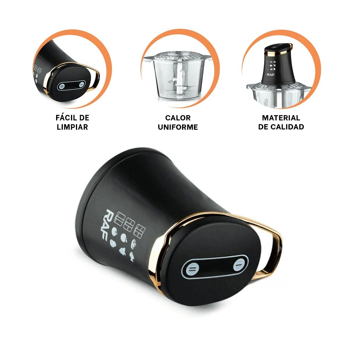 PACK6 APARATO ELECTRICO CON 4 CUCHILLAS NEGRO PARA PREPARAR ALIMENTOS Y+REGALO STICKER - 2