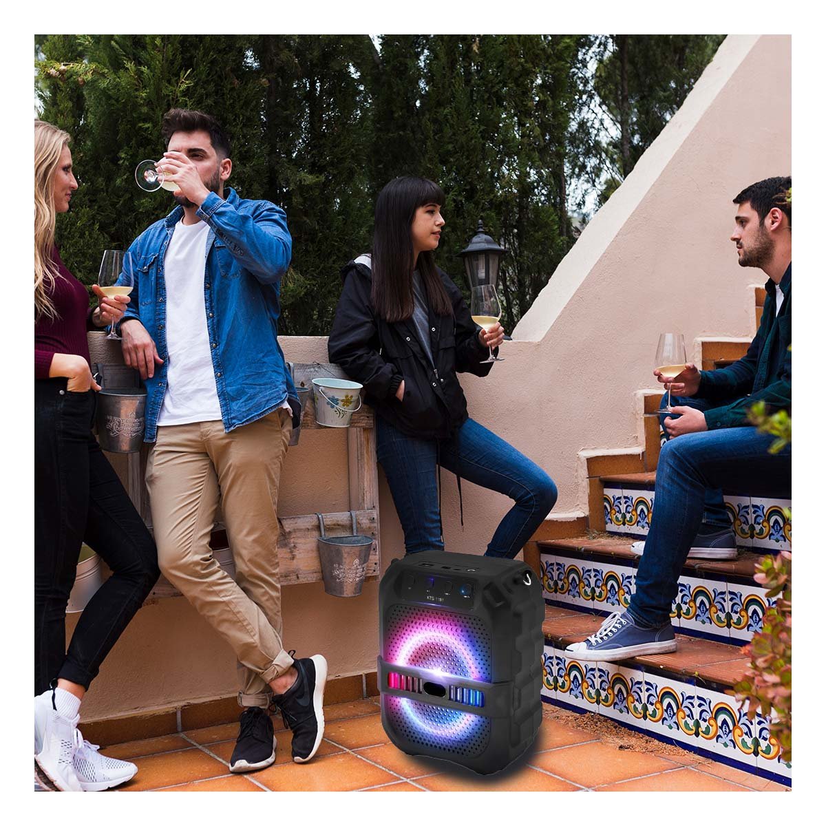 PACK6 BOCINA CON CORREA DE PLASTICO NEGRO DE 6,5 PULGADAS CON CONEXION DE AUDIO Y+PAPEL REGALO - 5