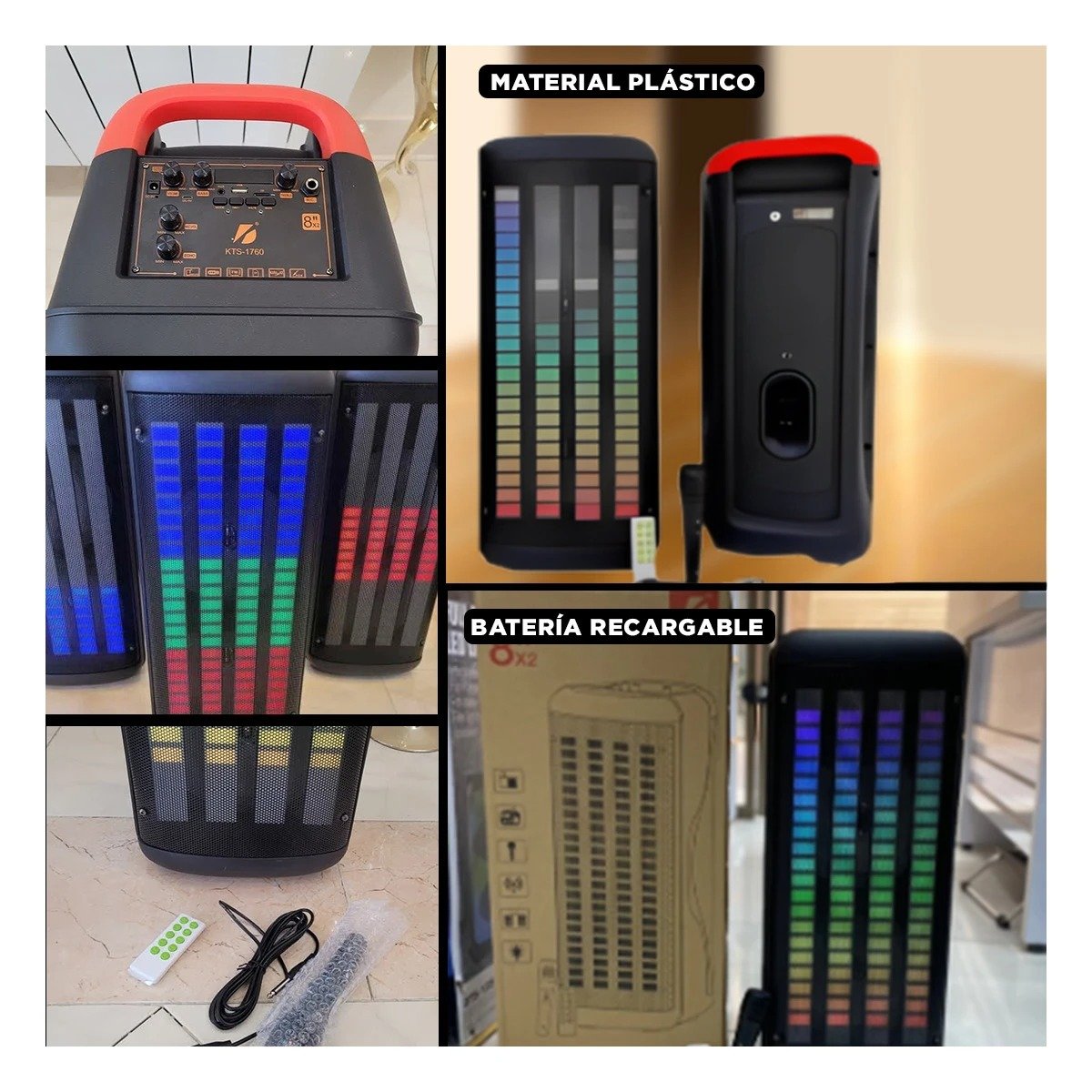 PACK2 REPRODUCTOR DE PLASTICO NEGRO 8 PULGADAS CON CONTROL REMOTO Y MICROFONO Y+PAPEL REGALO - 3