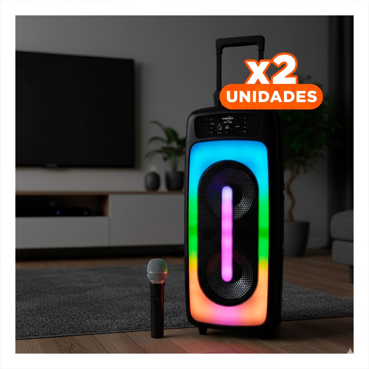 PACK2 ALTAVOZ NEGRO CON LUCES LED Y MICROFONO 6,5PULG DE PLASTICO PARA EVENTOS Y+REGALO STICKER - 1