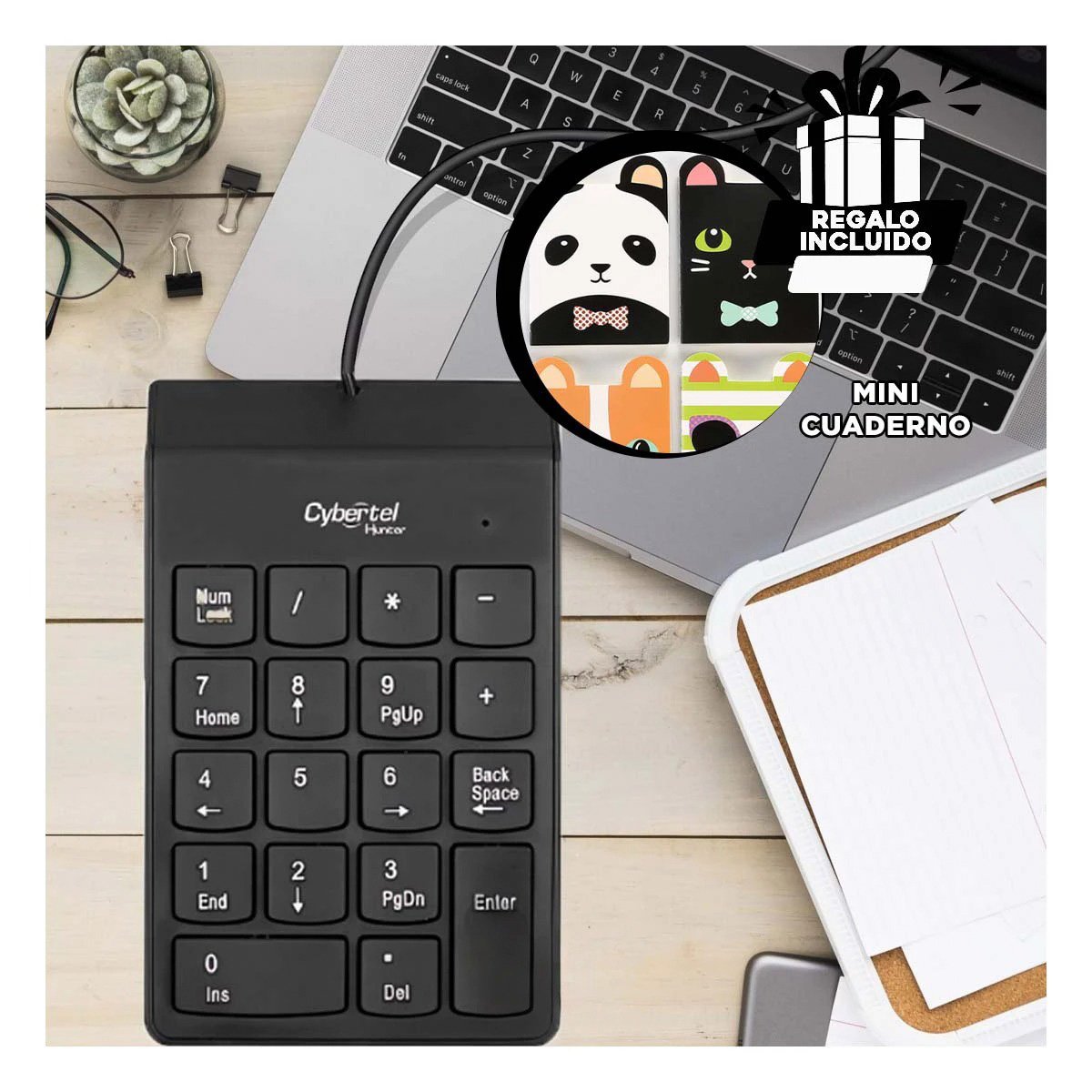 DISPOSITIVO NUMERICO HUNTER NEGRO COMPATIBLE CON TODO SISTEMA DE COMPUTO Y+PAPEL REGALO - 3