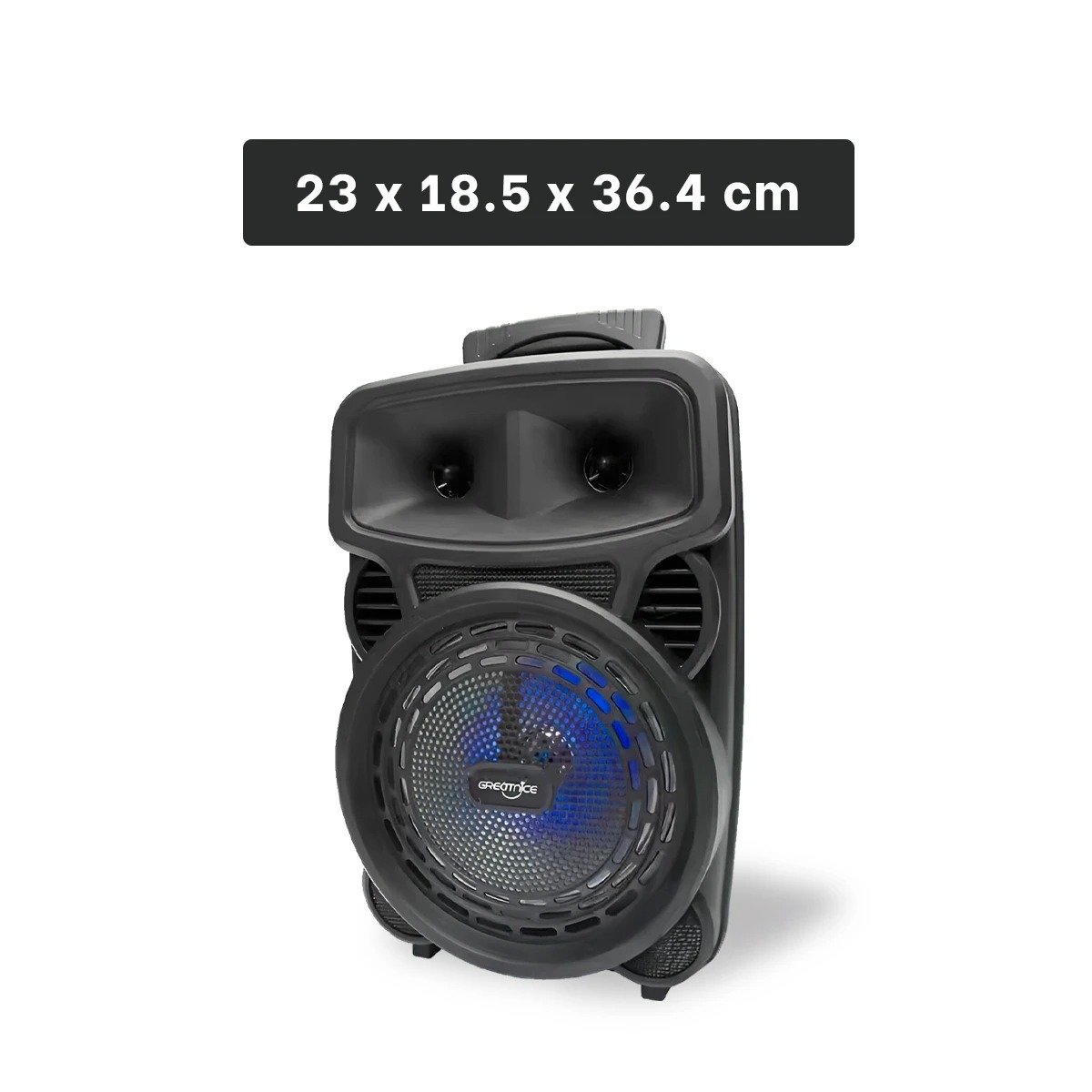 SISTEMA DE SONIDO CON LUCES LED Y MICROFONO DE OCHO PULGADAS COLOR NEGRO Y+REGALO STICKER - 5