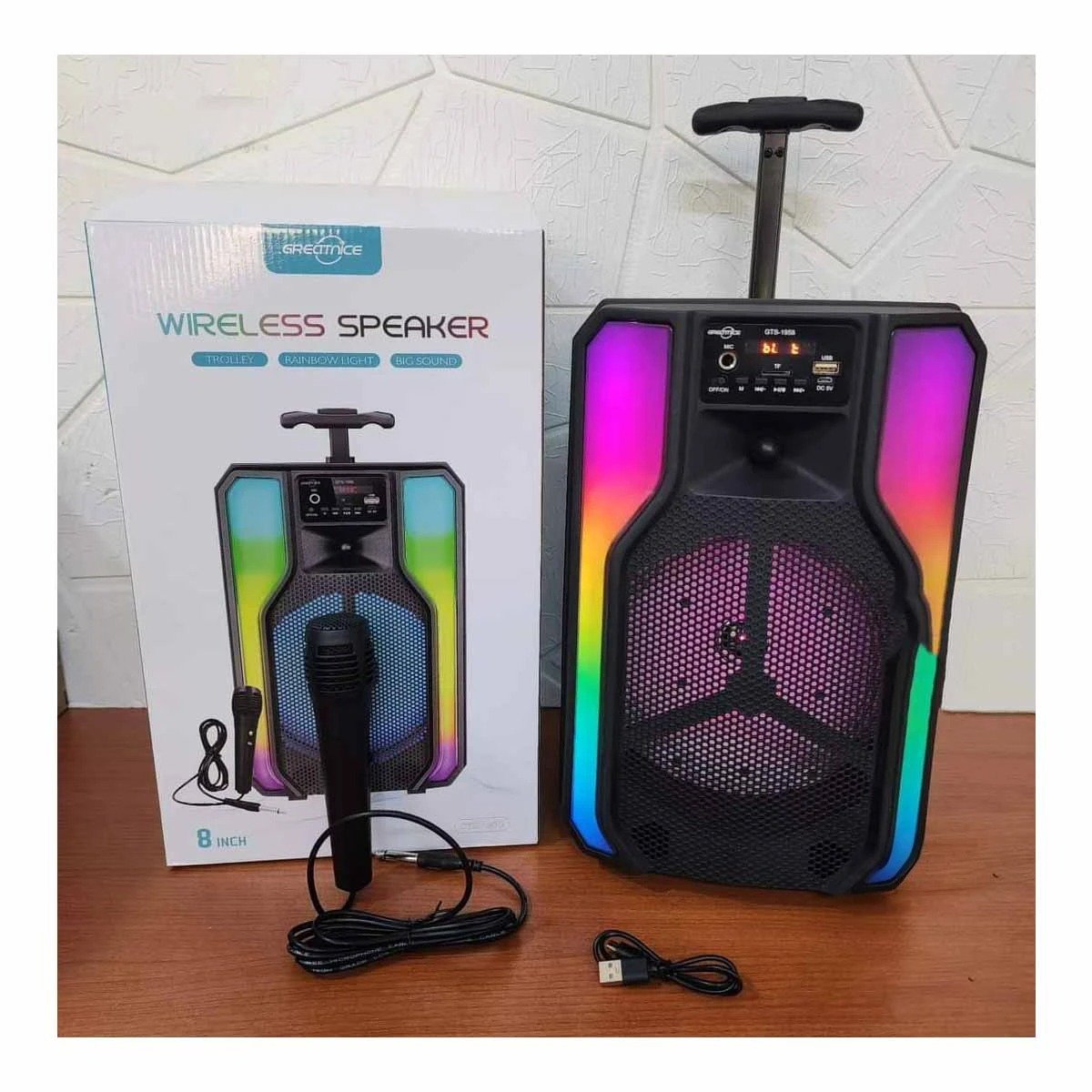 PACK4 SISTEMA PARA EL HOGAR CON RUEDAS Y LUCES LED CON MICROFONO DE 8 PULGADAS - 2