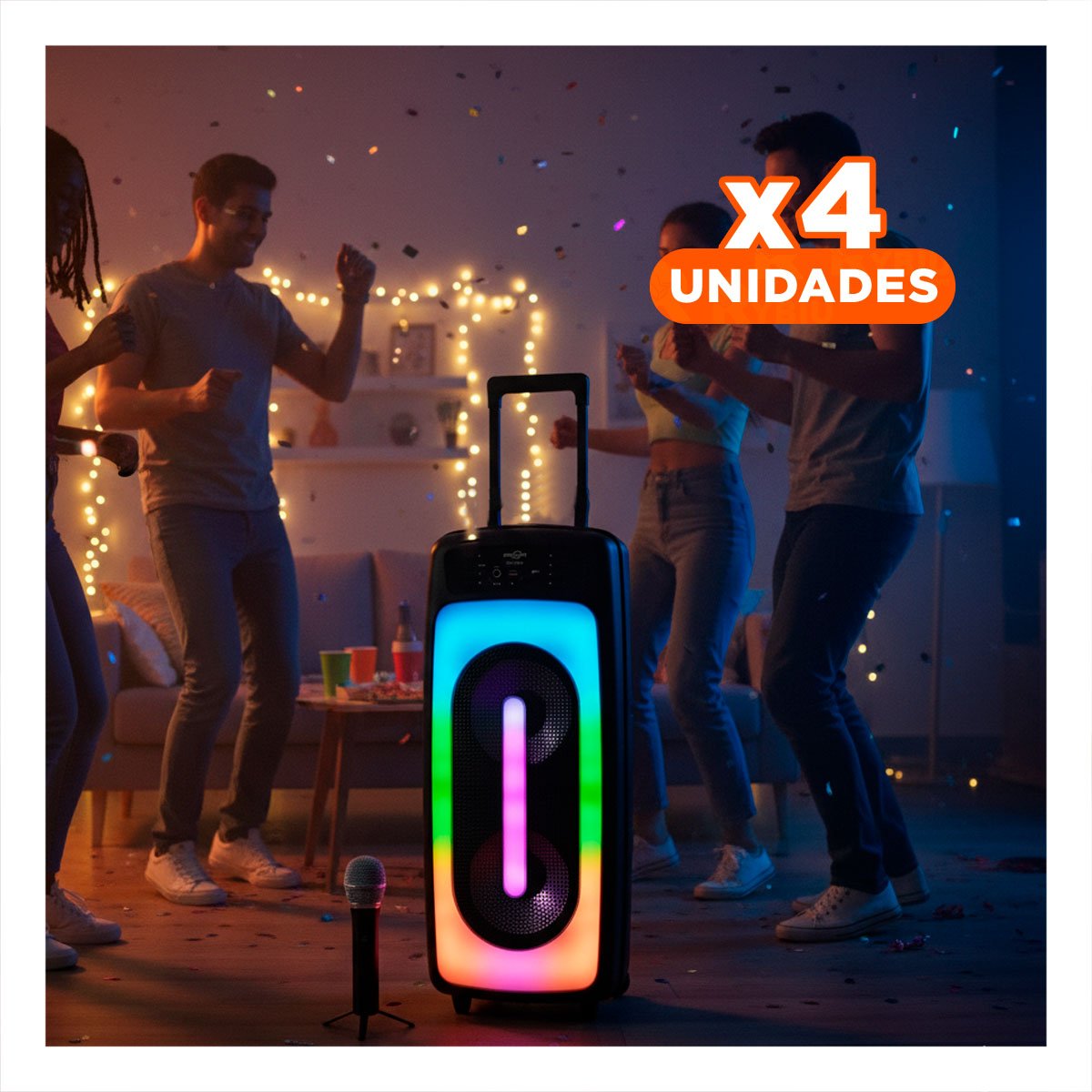 PACK2 REPRODUCTOR DE PLASTICO CON LUCES LED Y MICROFONO NEGRO 6,5PULG DURADERO - 1