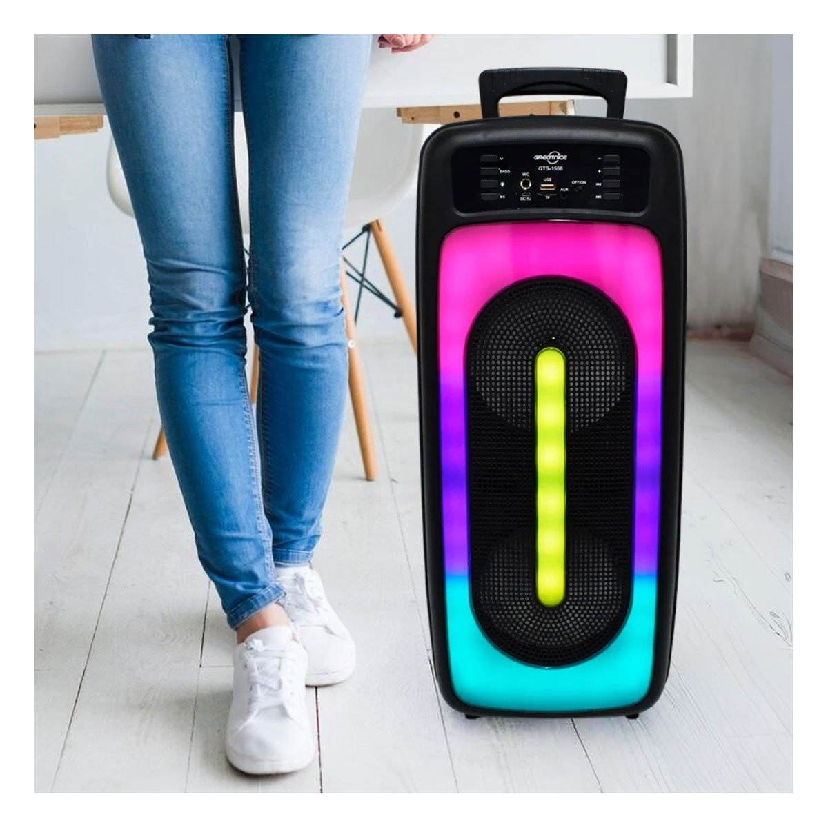 PACK2 REPRODUCTOR DE PLASTICO CON LUCES LED Y MICROFONO NEGRO 6,5PULG DURADERO - 3