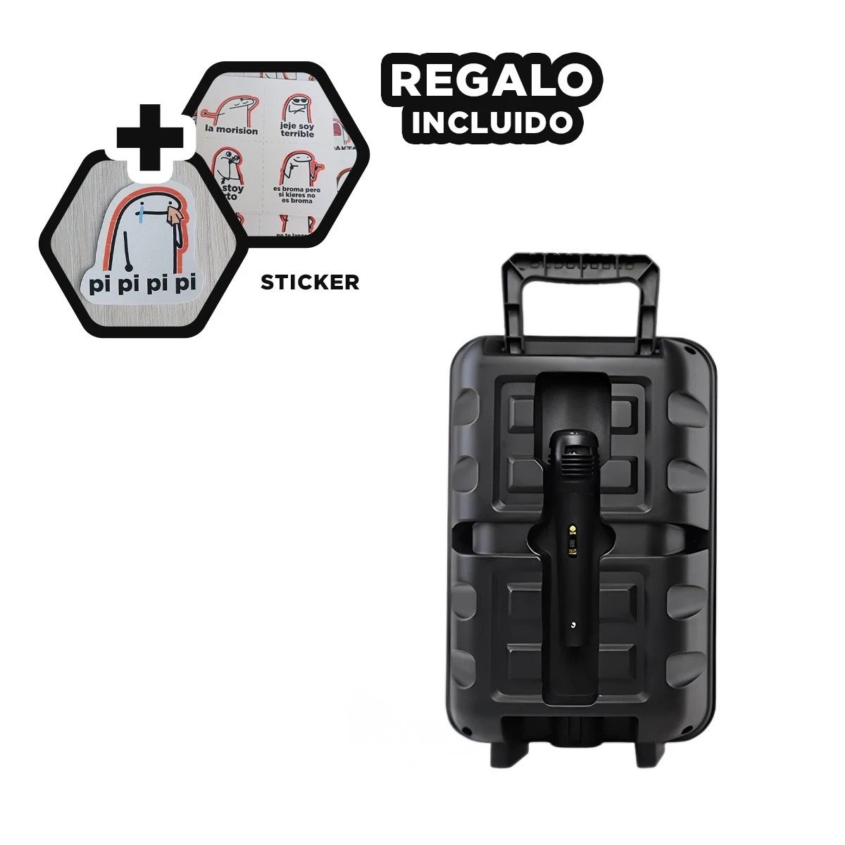PACK2 EQUIPO CON MICROFONO DE 8 PULGADAS DE PLASTICO NEGRO DE SONIDO PURO Y+PAPEL REGALO - 3