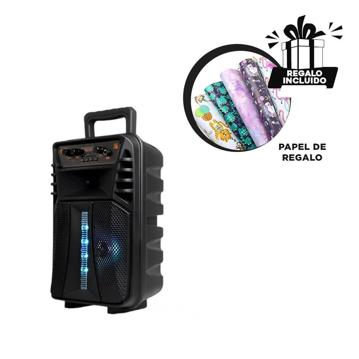 PACK4 BOCINA CON MICROFONO NEGRO DE 8 PULGADAS DE PLASTICO DE NUEVA SERIE Y+REGALO STICKER - 2