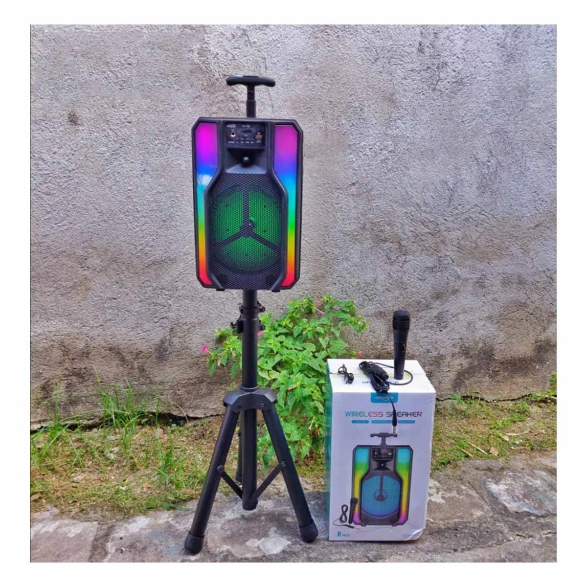 PACK2 AMPLIFICADOR DE 8 PULGADAS PARA EL HOGAR CON MICROFONO Y LUCES LED Y+REGALO STICKER - 4