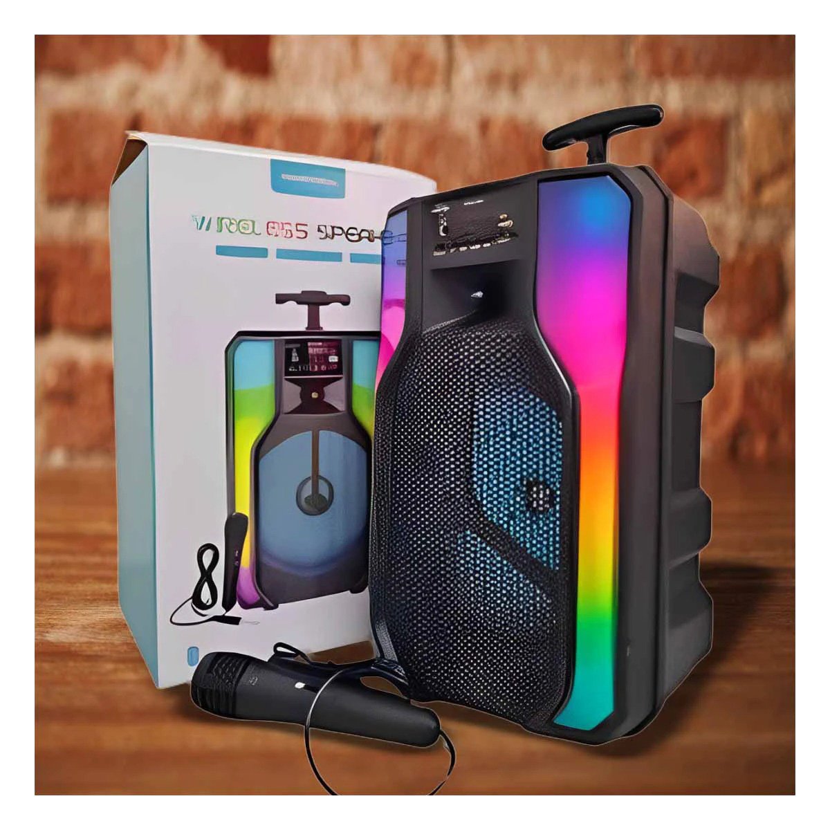 PACK2 AMPLIFICADOR DE 8 PULGADAS PARA EL HOGAR CON MICROFONO Y LUCES LED Y+REGALO STICKER - 5