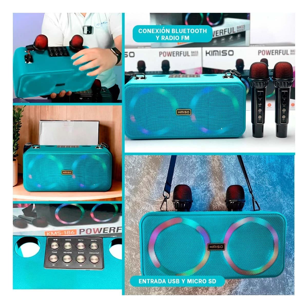 PACK2 SISTEMA DE TECNOLOGIA CELESTE DE PLASTICO CON CORREA Y MICROFONOS Y+PAPEL REGALO - 3