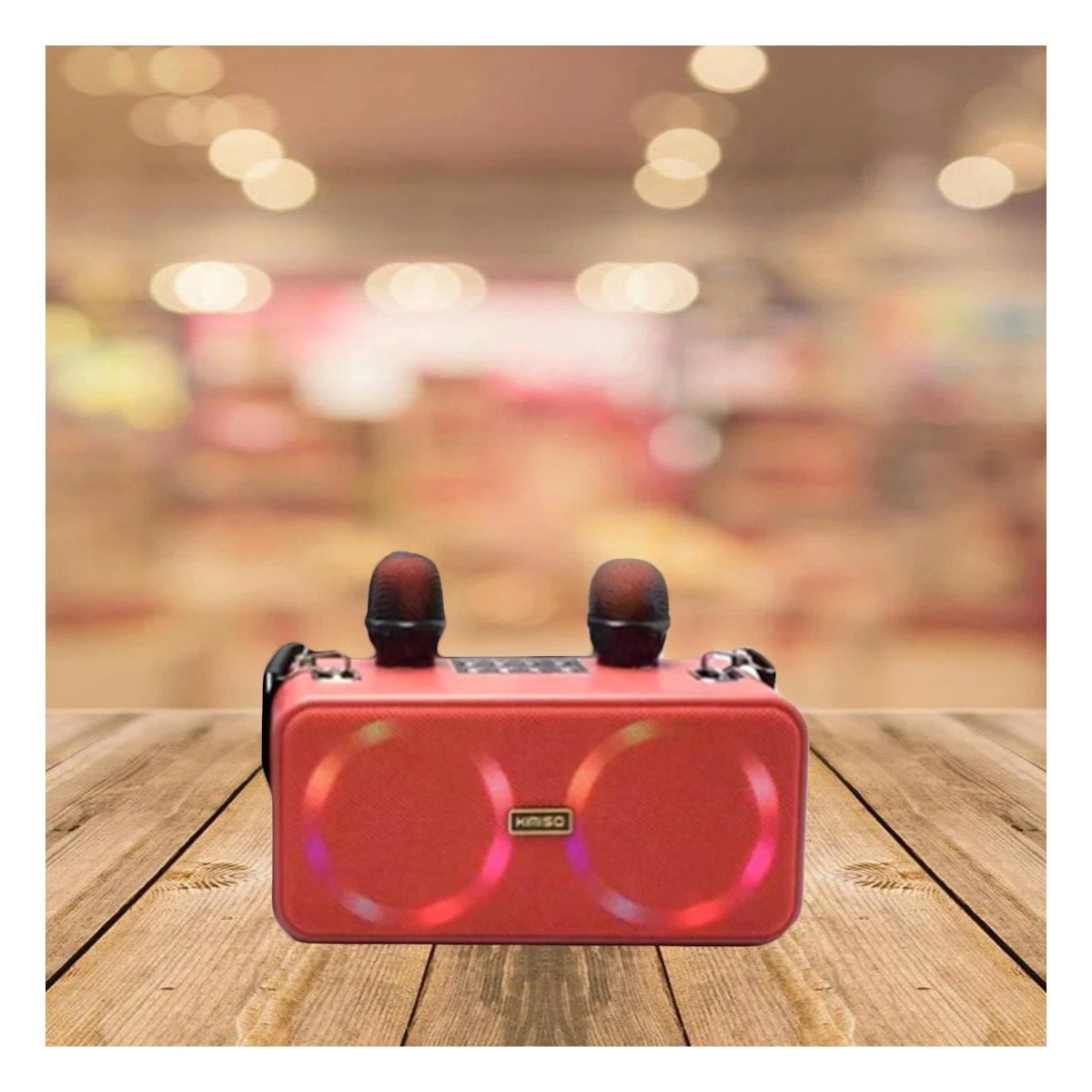 PACK2 ALTAVOZ PARA FIESTAS DE PLASTICO ROJO CON CORREA Y MICROFONOS MODERNO Y+REGALO STICKER - 3