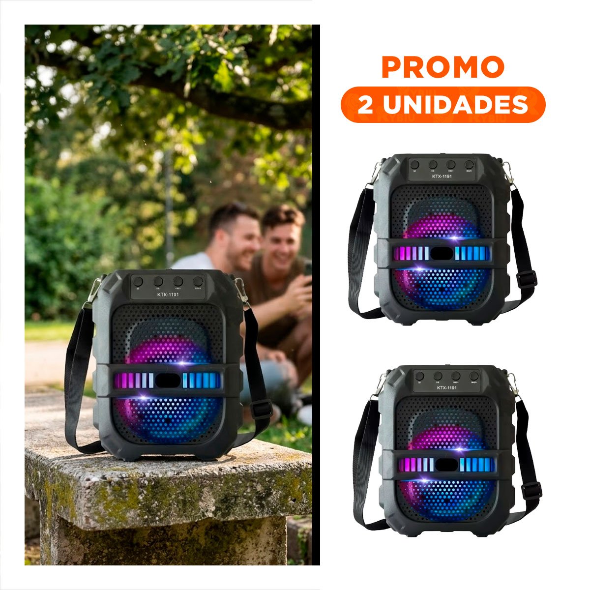 PACK2 SISTEMA POTENTE CON CORREA DE PLASTICO NEGRO DE 6,5 PULGADAS DE SONIDO - 1