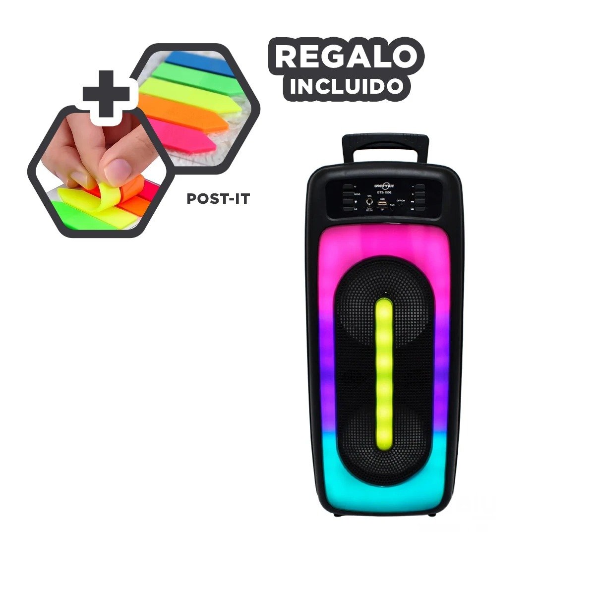 PACK2 SISTEMA DE PLASTICO CON MICROFONO Y LUCES LED NEGRO 6,5 PULG MUY ELEGANTE Y+PAPEL REGALO - 3