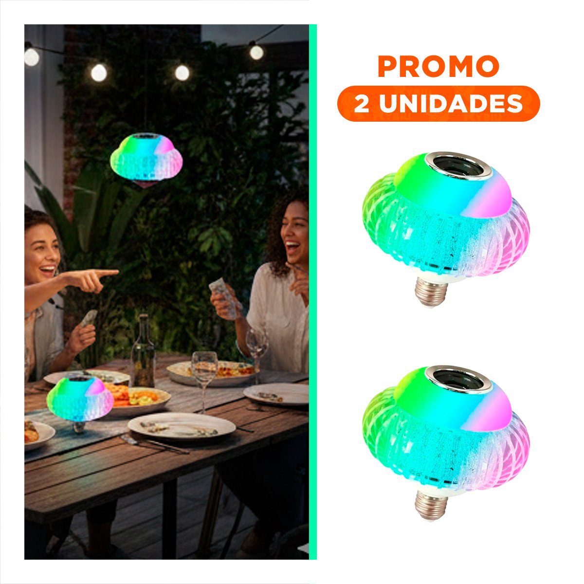 PACK2 LUZ LED BOCINA BLUETOOTH SMART MUSICAL CON EFECTOS Y CONTROL PARA SALON - 1