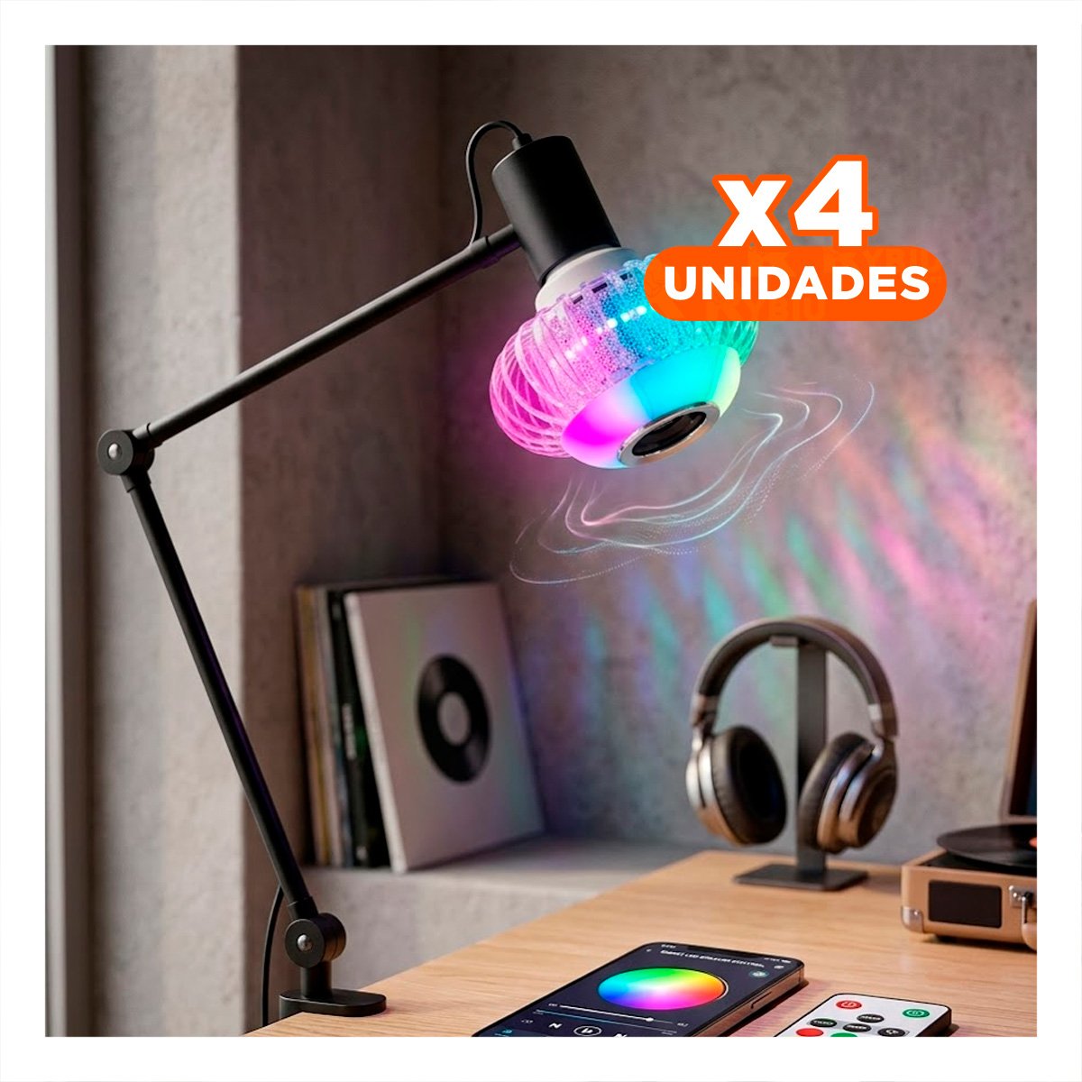 PACK4 FOCO LED BOCINA BLUETOOTH SMART MUSICAL PARA SALA Y HOGAR CON LUCES LED - 1
