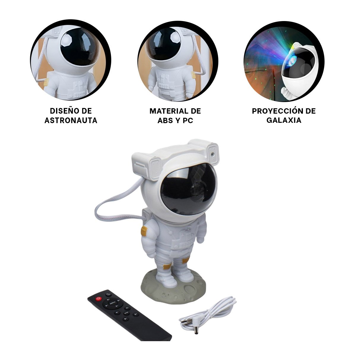 PACK2 FOCO ESTELAR DE ASTRONAUTA BLANCO PARA ESPACIO DE NIÑOS PROYECTOR DE ABS - 3