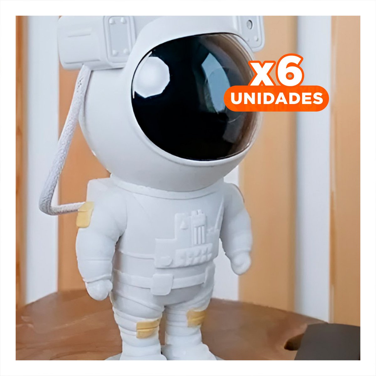 PACK4 LAMPARA ESTELAR DE ASTRONAUTA BLANCO PARA REPISA DE CASA PROYECTOR DE ABS - 1