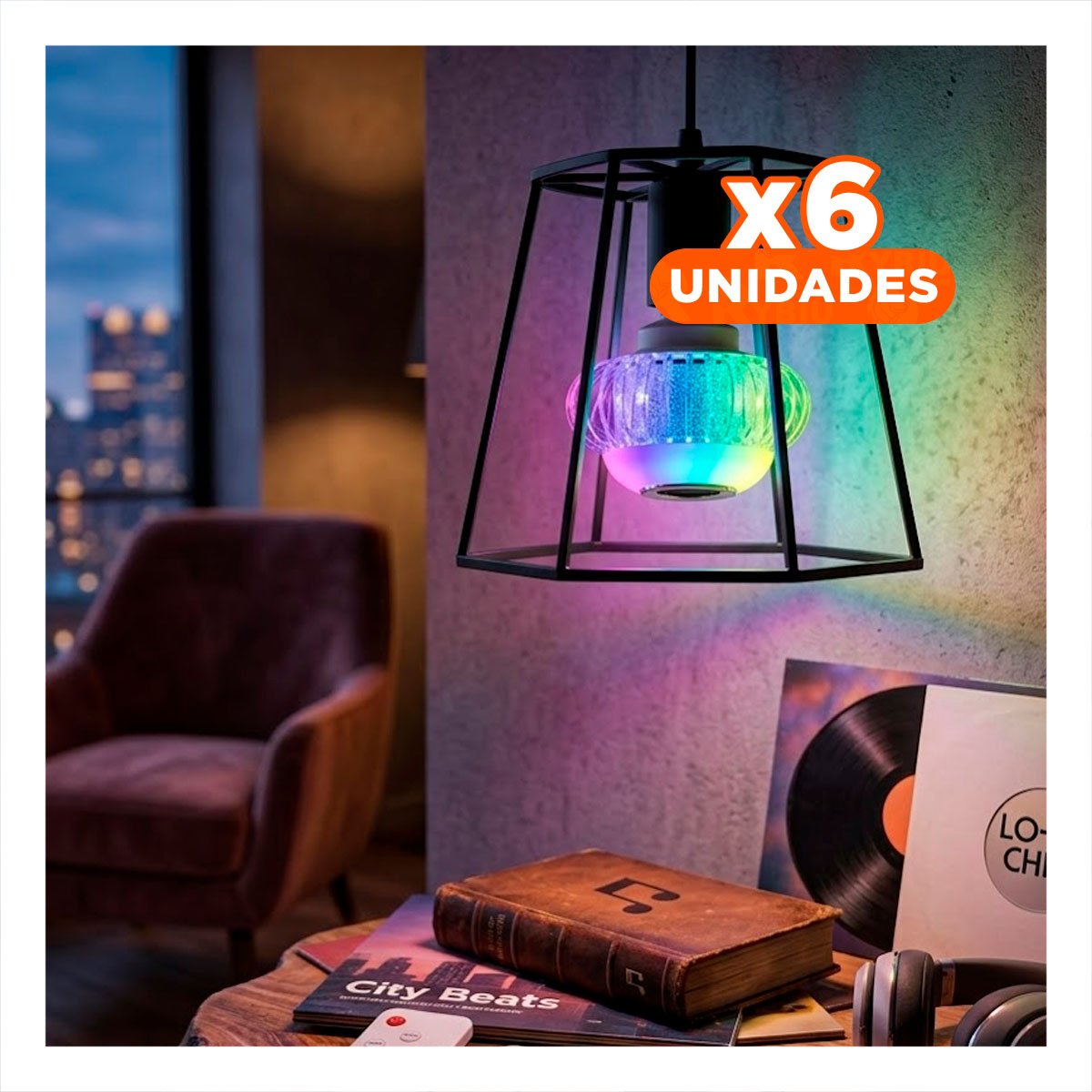PACK6 BOMBILLA LED BOCINA BLUETOOTH SMART MUSICAL PARA SALON Y DORMITORIO Y+REGALO STICKER - 1