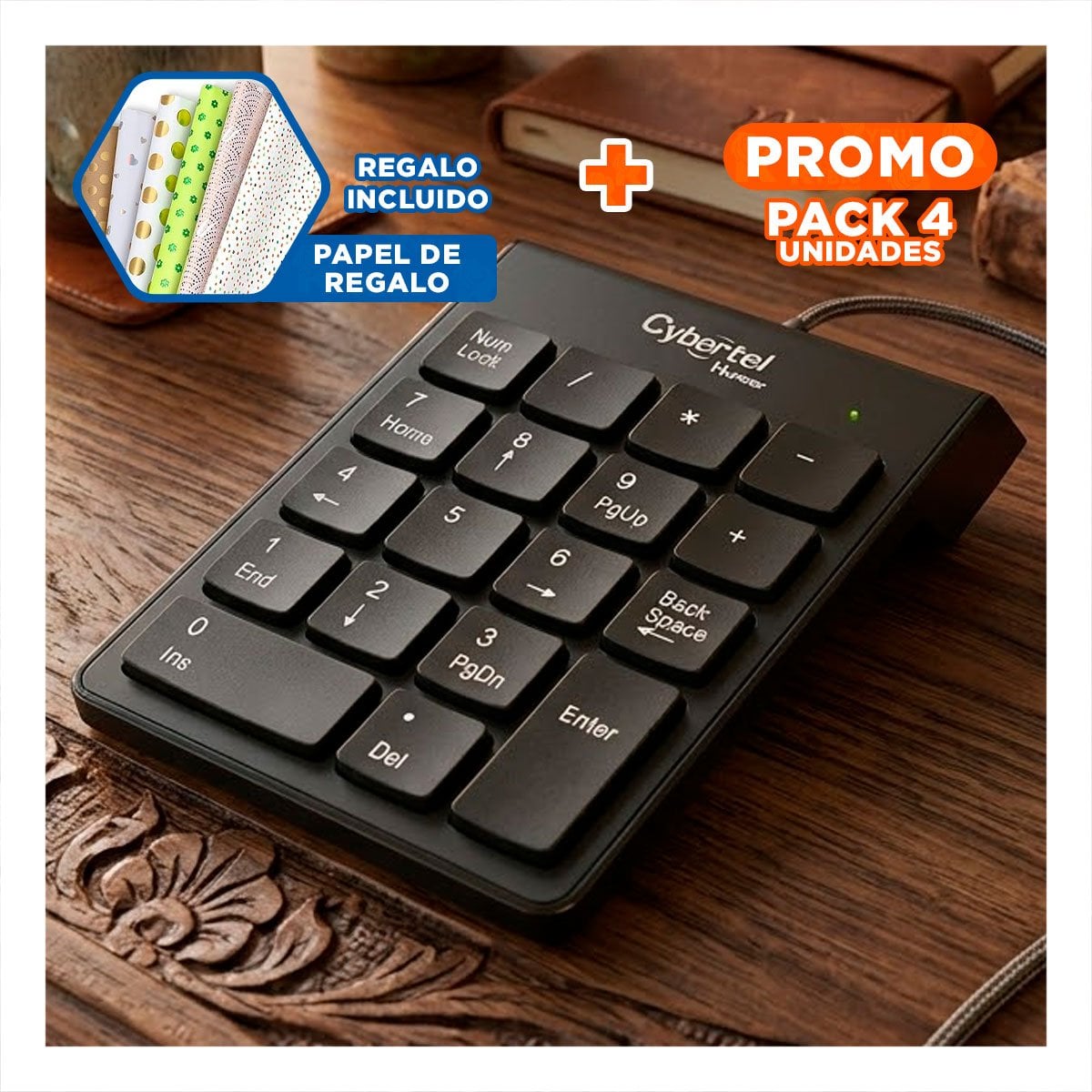 PACK4 ACCESORIO NEGRO NUMERICO HUNTER PEQUEÑO PARA AHORRAR ESPACIO EN LA MESA Y+PAPEL REGALO - 1