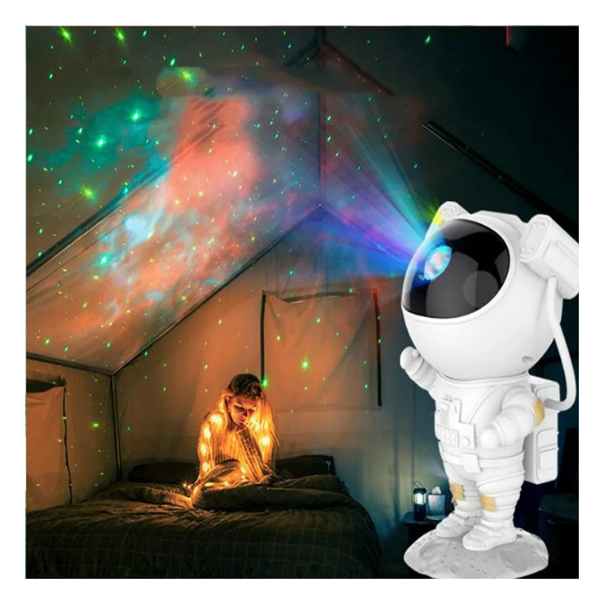 PACK4 LUZ PROYECTOR DE GALAXIAS BLANCO PARA PARED DE CASA ASTRONAUTA DE DE ABS Y+PAPEL REGALO - 4