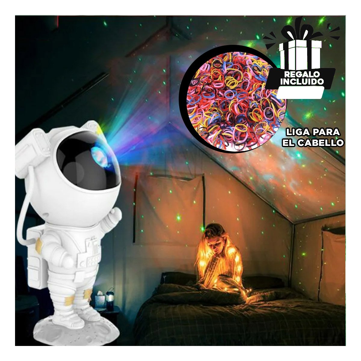 PACK2 EQUIPO ESPACIAL DE ASTRONAUTA BLANCO PARA SALA DE JUEGOS PROYECTOR DE ABS Y+PAPEL REGALO - 3