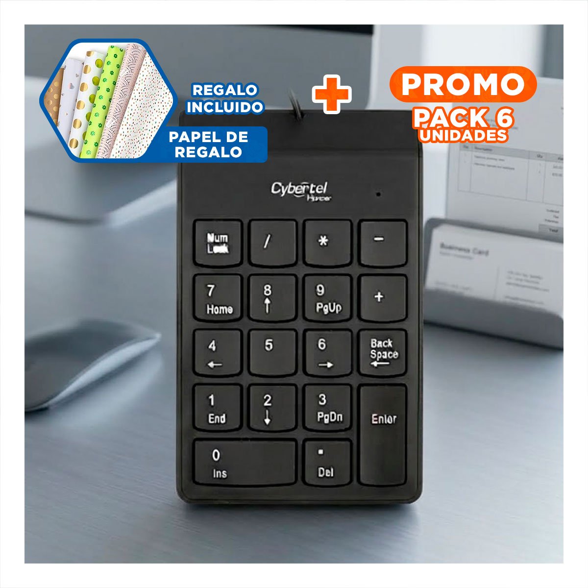 PACK6 PAD NUMERICO NEGRO HUNTER CON CONECTOR USB UNIVERSAL PARA LAPTOP Y PC Y+REGALO STICKER - 1