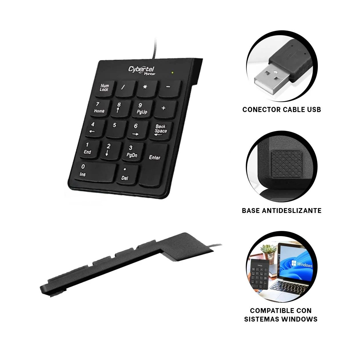 PACK6 PAD NUMERICO NEGRO HUNTER CON CONECTOR USB UNIVERSAL PARA LAPTOP Y PC Y+REGALO STICKER - 2