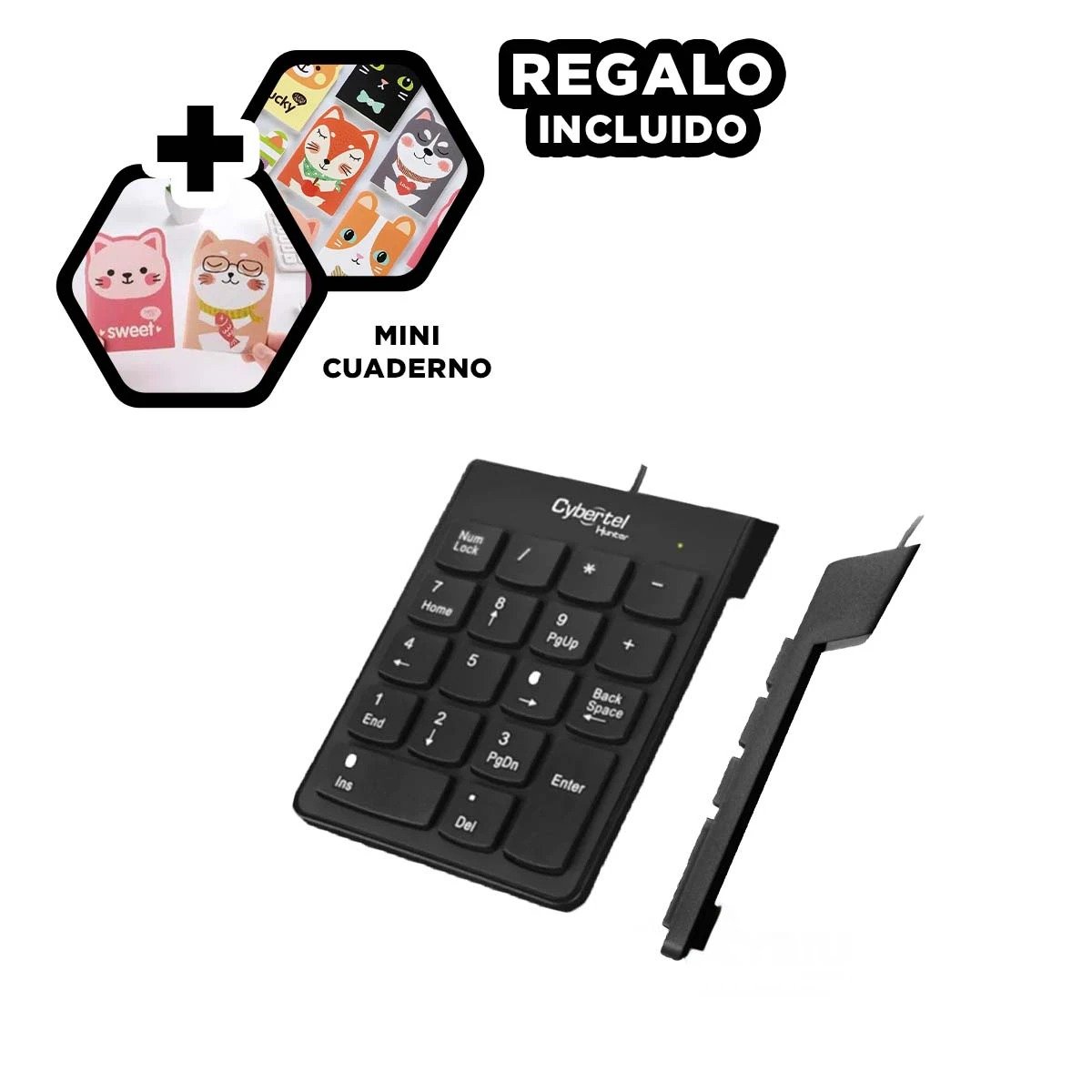 PACK6 PAD NUMERICO NEGRO HUNTER CON CONECTOR USB UNIVERSAL PARA LAPTOP Y PC Y+REGALO STICKER - 4