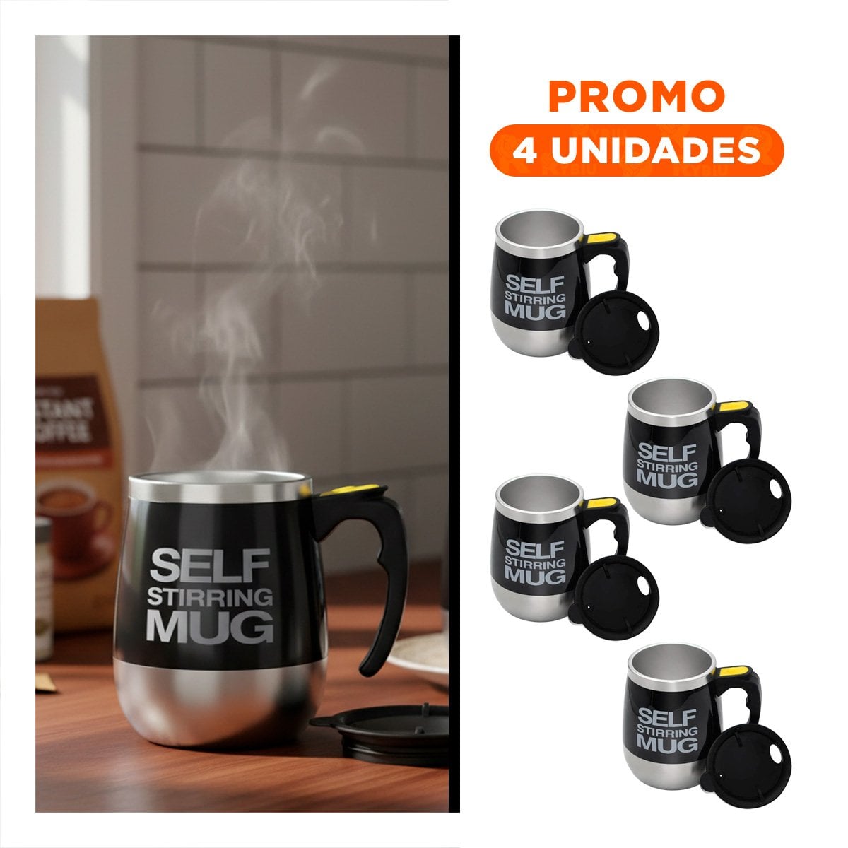 PACK4 JARRITA PORTATIL BATIDORA 400ML NEGRO FACIL DE USAR Y LIGERA Y+REGALO STICKER - 1